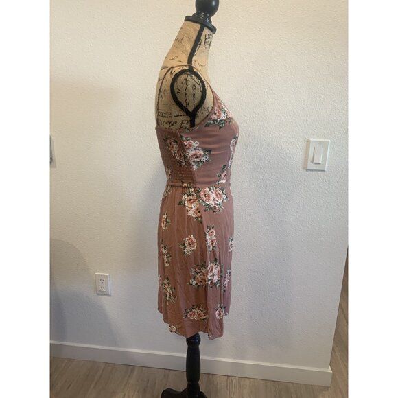 (C-198)Xhilaration Floral Wrap Dress Women’s Medium Pink Button Front Sundress - Picture 5 of 9